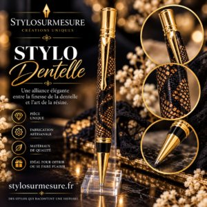 Stylo bille dentelle noire