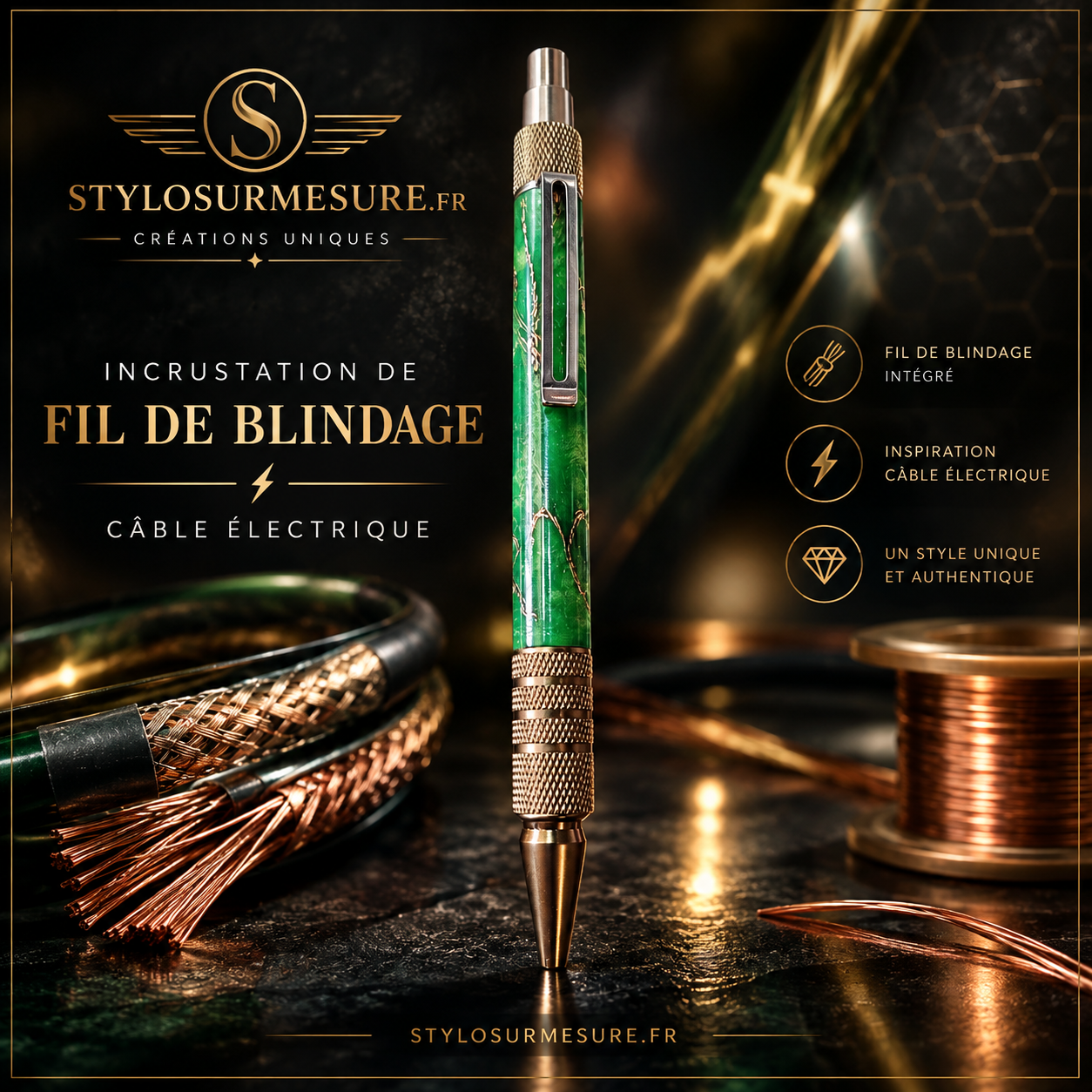 Stylo bille à clic fils de blindages électriques