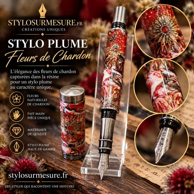 Stylo plume fleurs de chardon