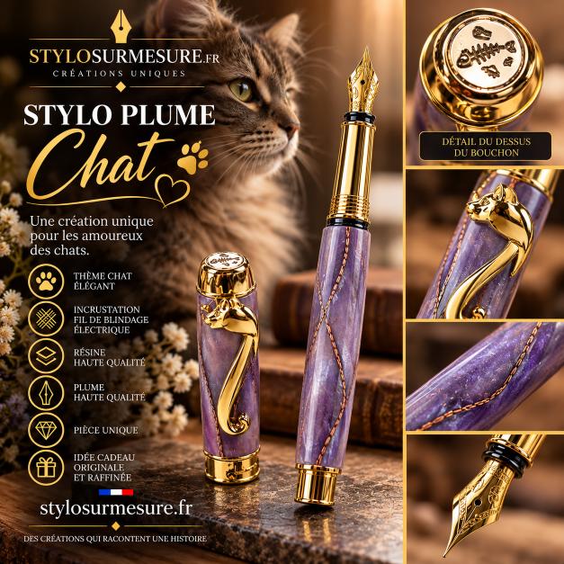Stylo plume thème chat